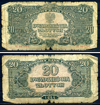Польша 20 злотых 1944 Pick 112 бумага 8518-6-3-1