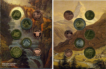 Швейцария набор из 8 европробников 2003 в оригинальном буклете UNC 00-00