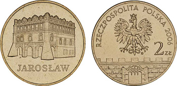 Польша 2 злотых 2006 MW, серия польские города, Ярослав (JAROSLAW) KM 566, Parchimowicz 986 латунь UNC 603-1125