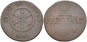 Оснабрюк 2 пфеннига 1791 Kennepohl 497 медь 68-512