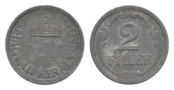 Венгрия 2 филлера 1944 BP KM 519 цинк 4658-354