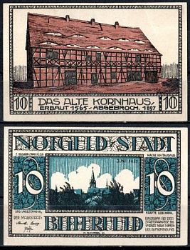Биттерфельд (Пруссия, Саксония) 10 пфеннигов 1921 номер 7 Mehl Grabowski 111.1-17/40 бумага UNC (пресс) 7556-59-2-2