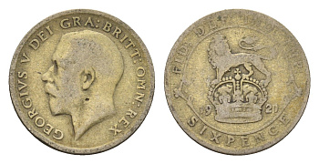 Великобритания 6 пенсов 1921 Георг V (1910-1936) KM 815а.1, Spink 4024 серебро 100-835