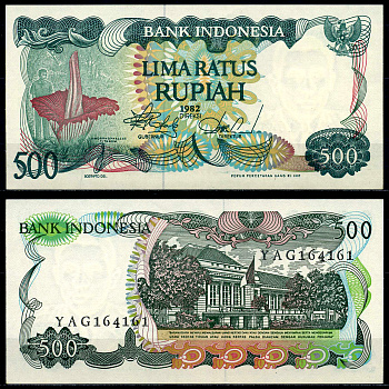 Индонезия 500 рупий 1982 Pick 121 бумага UNC (пресс) 7201-14-2