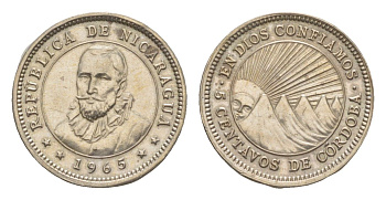 Никарагуа 5 сентаво 1965 KM 24.2 медно-никель UNC 4640-955