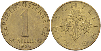 АВСТРИЯ 1 ШИЛЛИНГ 1976 KM 2886 алюминиевая бронза 76-927