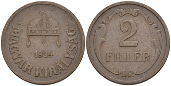Венгрия 2 филлера 1934 BP KM 506 бронза 4115-1136