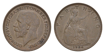 Великобритания 1 фартинг 1936 Георг V (1910-1936) KM 825, Spink 4061 бронза aUNC 4630-1214