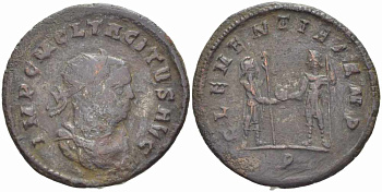 Римская Империя аврелианиан 276 Тацит CLEMENTIA TEMP Кизик Very fine LV 2409-10 бронза 1073-16-94