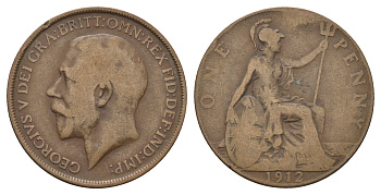 Великобритания 1 пенни 1912 Георг V (1910-1936) KM 810, Spink 4051 бронза 4680-821