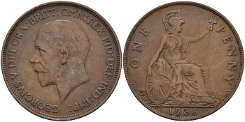Великобритания 1 пенни 1936 Георг V (1910-1936) KM 838, Spink 4055 бронза 4144-521