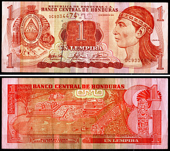 Гондурас 1 лемпира 2003 Pick 84c бумага 3295-107-4-2