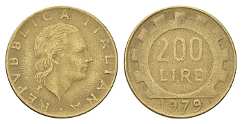 Италия 200 лир 1979 R, шестерня KM 105 алюминиевая бронза 4704-843