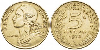 ФРАНЦИЯ 5 САНТИМОВ 1972 ТИП MARIANNE KM 933 медь алюминий никель 112-841