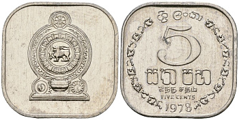 Шри-Ланка 5 центов 1978 KM 139a алюминий 4136-645