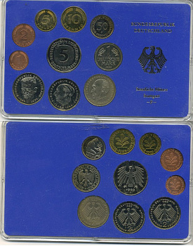 ФРГ государственный набор из 10 монет 1983 F    PROOF  3-5-3-10