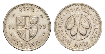 Гана 5 песев 1973 KM 15 медно-никель UNC 4617-1112