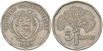 Сейшельские Острова (Сейшелы) 5 рупий 1997 KM 51 медно-никель 4619-1154