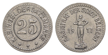 Бельгерн 25 пфеннигов 1917 Funck 33.7A, Men05 1706.6, Men18 2201.6 железо 4580-154
