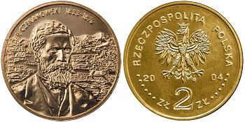 Польша 2 злотых 2004 MW, Александр Лаврентьевич Чекановский KM 505 нордик  UNC 4635-824