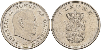Дания 1 крона 1972 C; S, Фредерик IX (1947-1972) KM 851.1 медно-никель 4605-741
