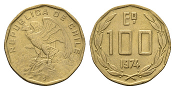 Чили 100 эскудо 1974 KM 202 никель латунь 4116-222