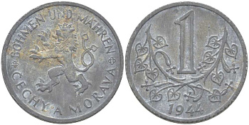 Богемия и Моравия 1 крона 1944 германский протекторат KM 4 цинк 4514-646