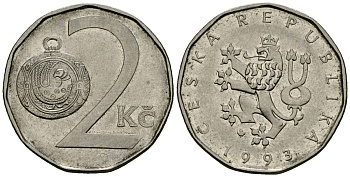 Чехия 2 кроны 1993 KM 9 сталь плакированная никелем 4167-941