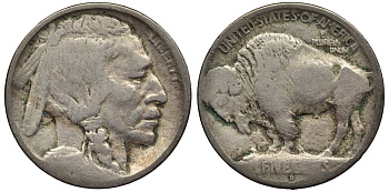 США 5 ЦЕНТОВ ND D, ИНДЕЕЦ, БИЗОН KM 134 медно-никель 27-722