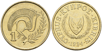 Кипр 1 цент 1994 KM 53.3 никель латунь 4174-1159