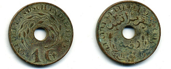 Нидерландская Восточная Индия 1 цент 1945 S KM 317 бронза 56-1144