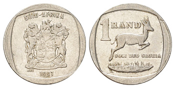 ЮАР 1 ранд 1997 KM 164 медь плакированная никелем 4627-333