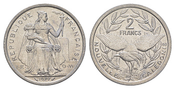 Французская Новая Каледония 2 франка 1977 KM 14 алюминий UNC 4641-142