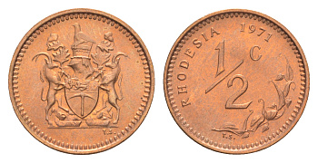 Родезия 1/2 цента 1971  KM 9 бронза  UNC  M67-07