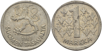 ФИНЛЯНДИЯ 1 МАРКА 1983 К KM 49а медно-никель 28-154
