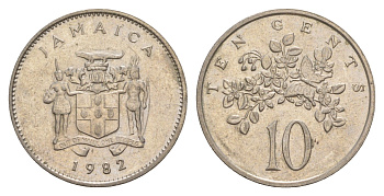 Ямайка 10 центов 1982 бабочка KM 47 медно-никель aUNC 4624-956