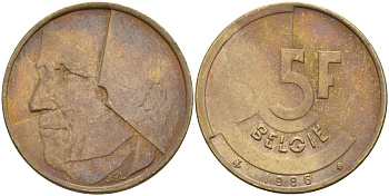 Бельгия 5 франков 1986 Belgie, Бодуэн I (1951-1993) KM 164 алюминиевая бронза 4143-1237