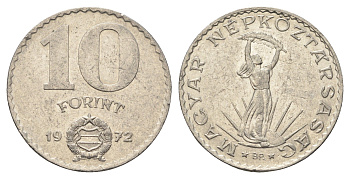Венгрия 10 форинтов 1972 BP, статуя Свободы KM 595 никель 4653-1042