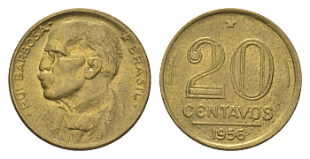 Бразилия 20 сентаво 1956 Руй Барбоза ди Оливейра KM 562 алюминиевая бронза aUNC 4625-957