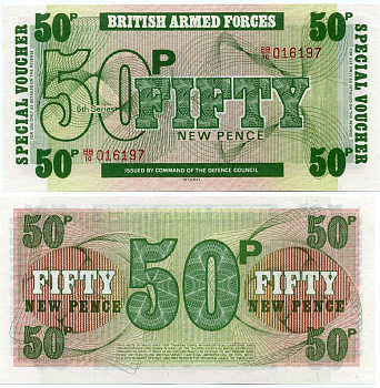 АНГЛИЯ 50 ПЕНСОВ 1972 ДЛЯ ВООРУЖЕННЫХ СИЛ, 6 СЕРИЯ, DE LA RUE Pick M46 бумага UNC (ПРЕСС) 7486-30-3-2