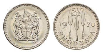 Родезия 2-1/2 цента 1970 (год-тип) KM 11 медно-никель  UNC  4640-936