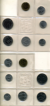 Сан-Марино годовой набор из 7 монет 1975 1, 2, 5, 10, 20, 50, 100 лир, в оригинальном буклете UNC 8-1-01-09