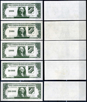 США набор из 5 банкнот для игры в казино ND    пластик  UNC (пресс) 6278-41-4-2