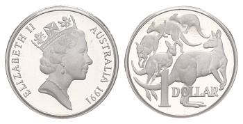 Австралия 1 доллар 1991 KM 84a серебро PROOF 11-070-25