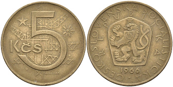 Чехословакия 5 крон 1966 KM 60 медно-никель 4140-525