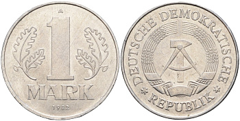 ГДР 1 марка 1982 A KM 35.2 алюминий 4143-826