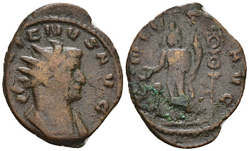 Римская Империя антониниан 260 - 261 Галлиен, GALLIENVS AVG, бюст императора / GENIVS AVG, Гений, штандарт, Рим RIC 197 биллон 1073-25-16