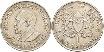 Кения 1 шиллинг 1971 Джомо Кениата KM 14 медно-никель 4551-851