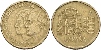 Испания 500 песет 1989 Хуан Карлос I (1975-2001) KM 831 алюминиевая бронза 4572-424