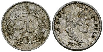 Швейцария 20 раппенов 1950 KM 29a медно-никель 4173-1019